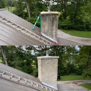 After Chimney Repairs on a stone chimney by WNC Chimney Solutions serving a home in Asheville, NC